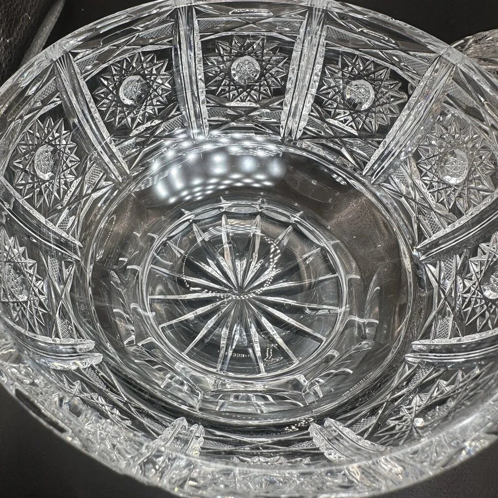 American Brilliant Cut Glass Candy‎ Dish With Lid Regency Sparkling